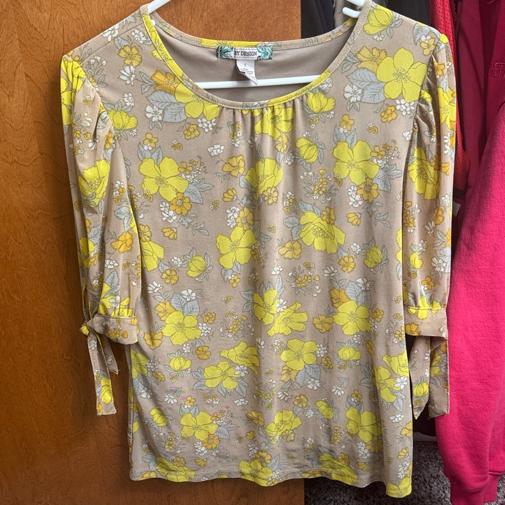 Floral Print Blouse with Yellow Accents